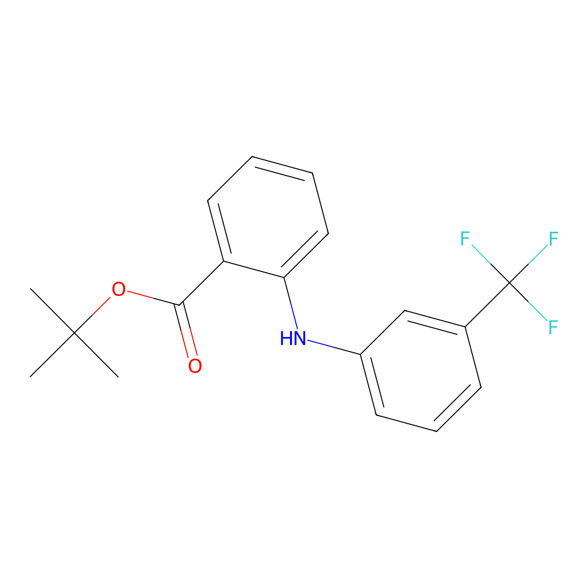 Tert-butyl 2-{[3-(trifluoromethyl)phenyl]amino}benzoate molecular structure, CAS 67330-28-3