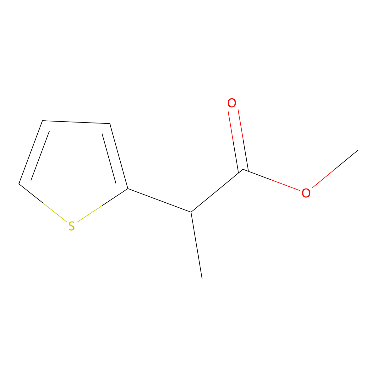 Methyl 2-(thiophen-2-yl)propanoate molecular structure, CAS 67333-41-9