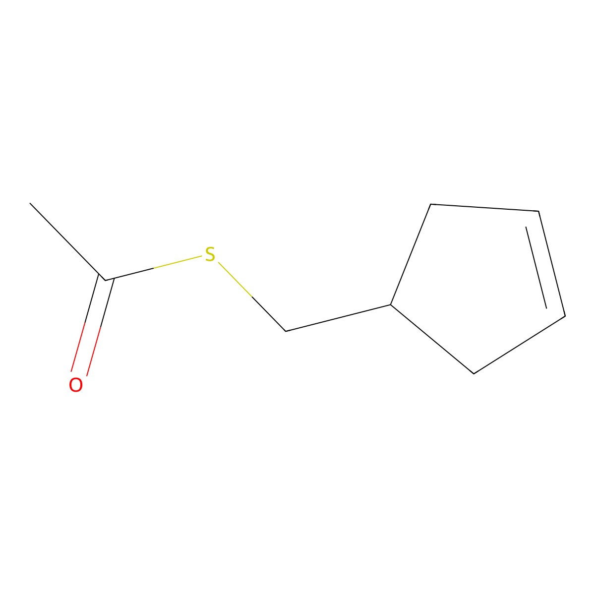 1-{[(Cyclopent-3-en-1-yl)methyl]sulfanyl}ethan-1-one molecular structure, CAS 67338-31-2
