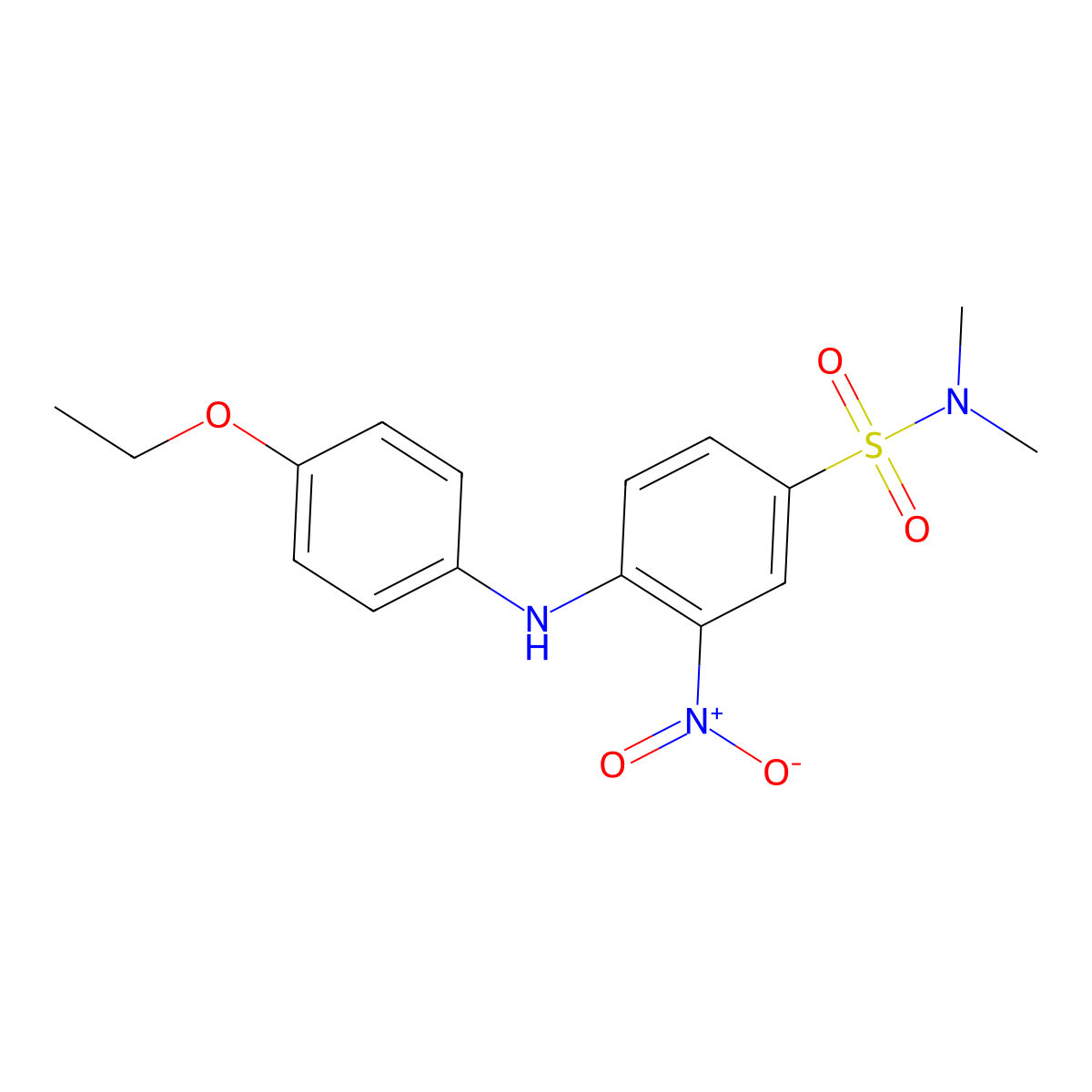 Benzenesulfonamide, 4-((4-ethoxyphenyl)amino)-N,N-dimethyl-3-nitro- molecular structure, CAS 67338-59-4