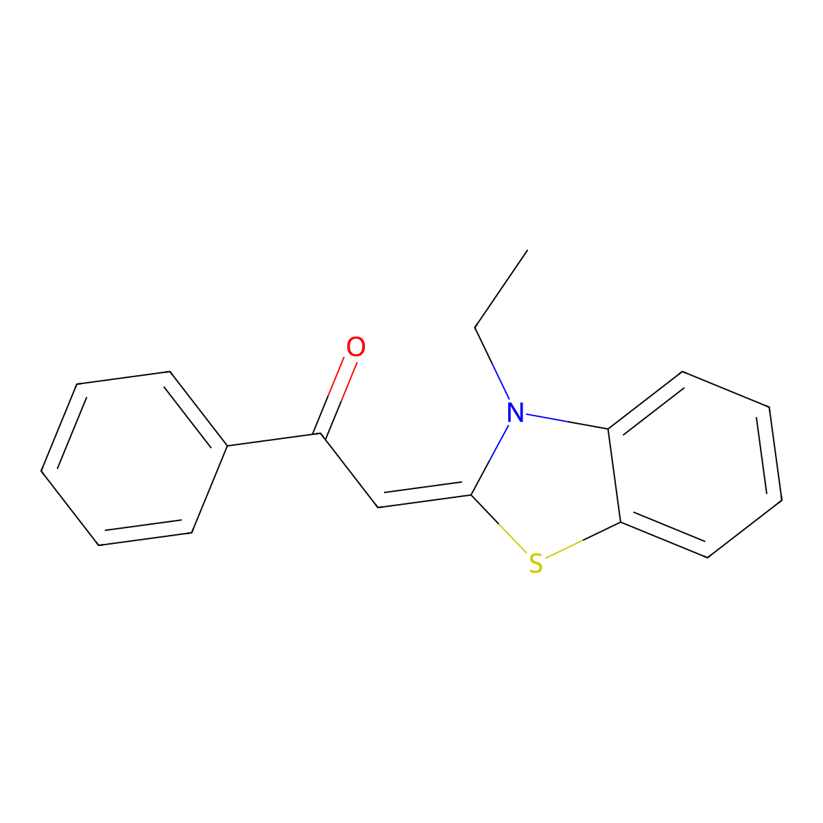 Ethanone, 2-(3-ethyl-2(3H)-benzothiazolylidene)-1-phenyl- molecular structure, CAS 6734-20-9