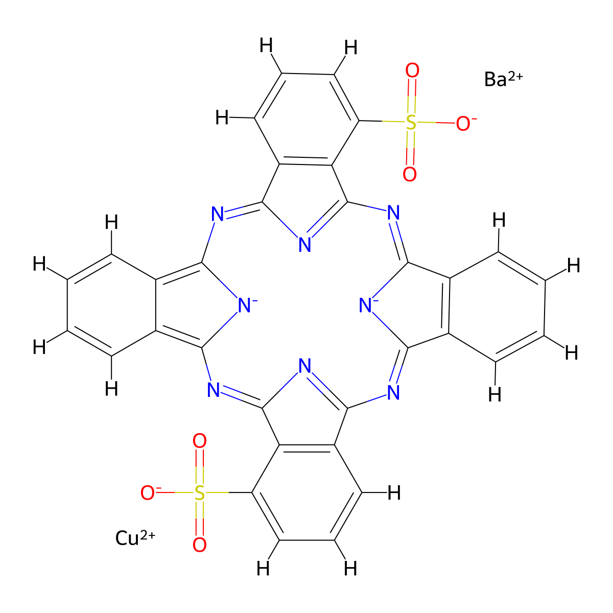 Barium (29H,31H-phthalocyaninedisulphonato(4-)-N29,N30,N31,N32)cuprate(2-) molecular structure, CAS 67340-41-4