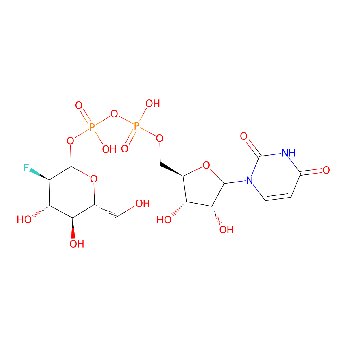 uridine-2-deoxy-2-fluoro-D-glucose diphosphate ester molecular structure, CAS 67341-43-9