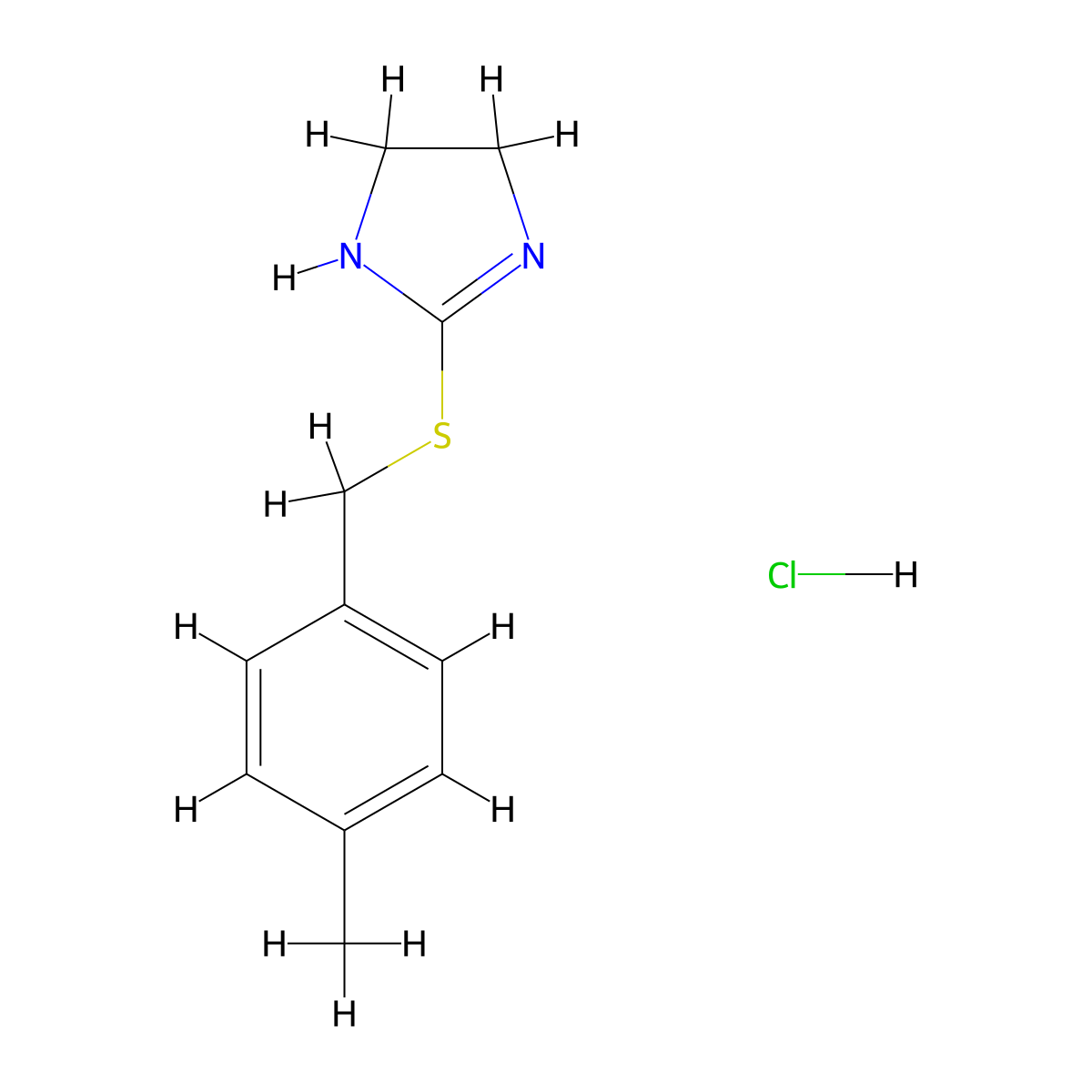 2-{[(4-methylphenyl)methyl]sulfanyl}-4,5-dihydro-1H-imidazole hydrochloride molecular structure, CAS 673434-77-0