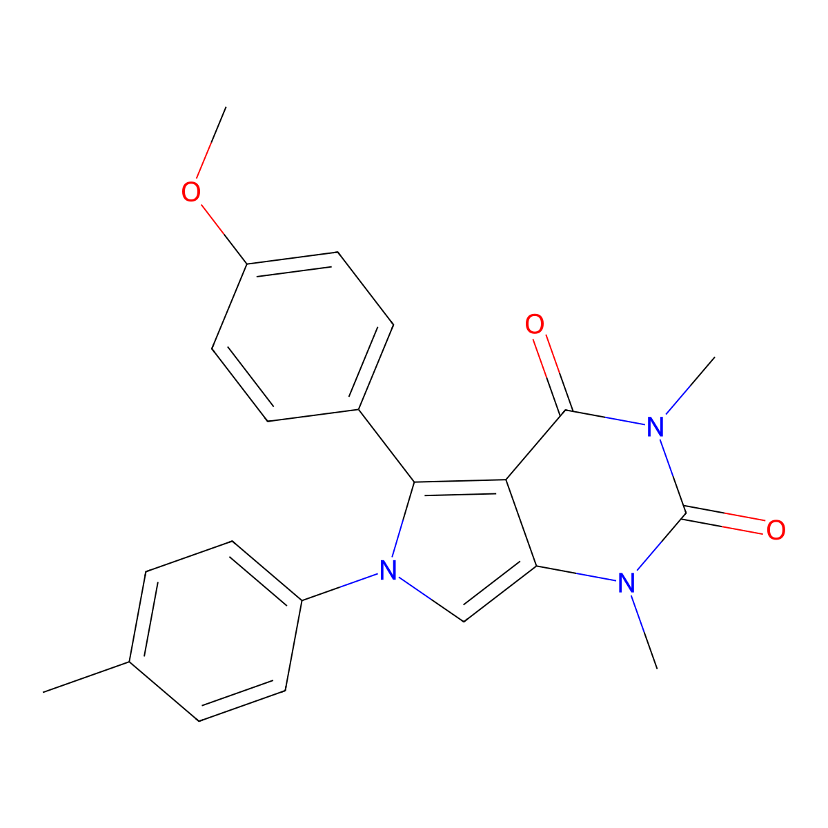 5-(4-Methoxyphenyl)-1,3-dimethyl-6-(4-methylphenyl)pyrrolo[3,4-d]pyrimidine-2,4-dione molecular structure, CAS 673436-55-0
