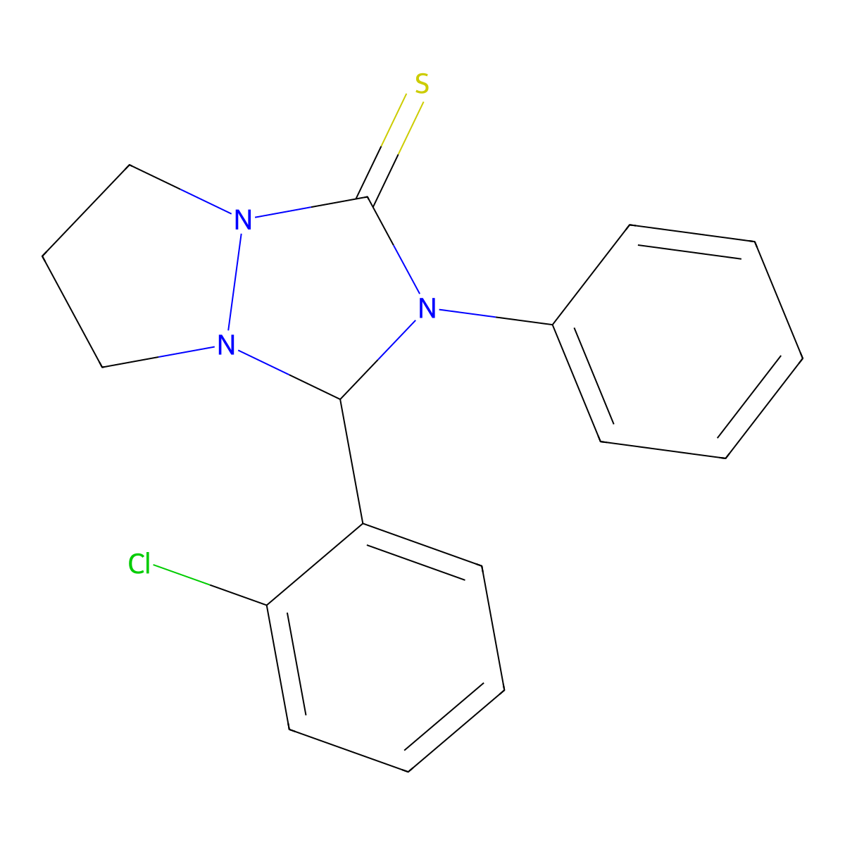 1-(2-Chlorophenyl)-2-phenyl-1,5,6,7-tetrahydropyrazolo[1,2-a][1,2,4]triazole-3-thione molecular structure, CAS 673437-17-7