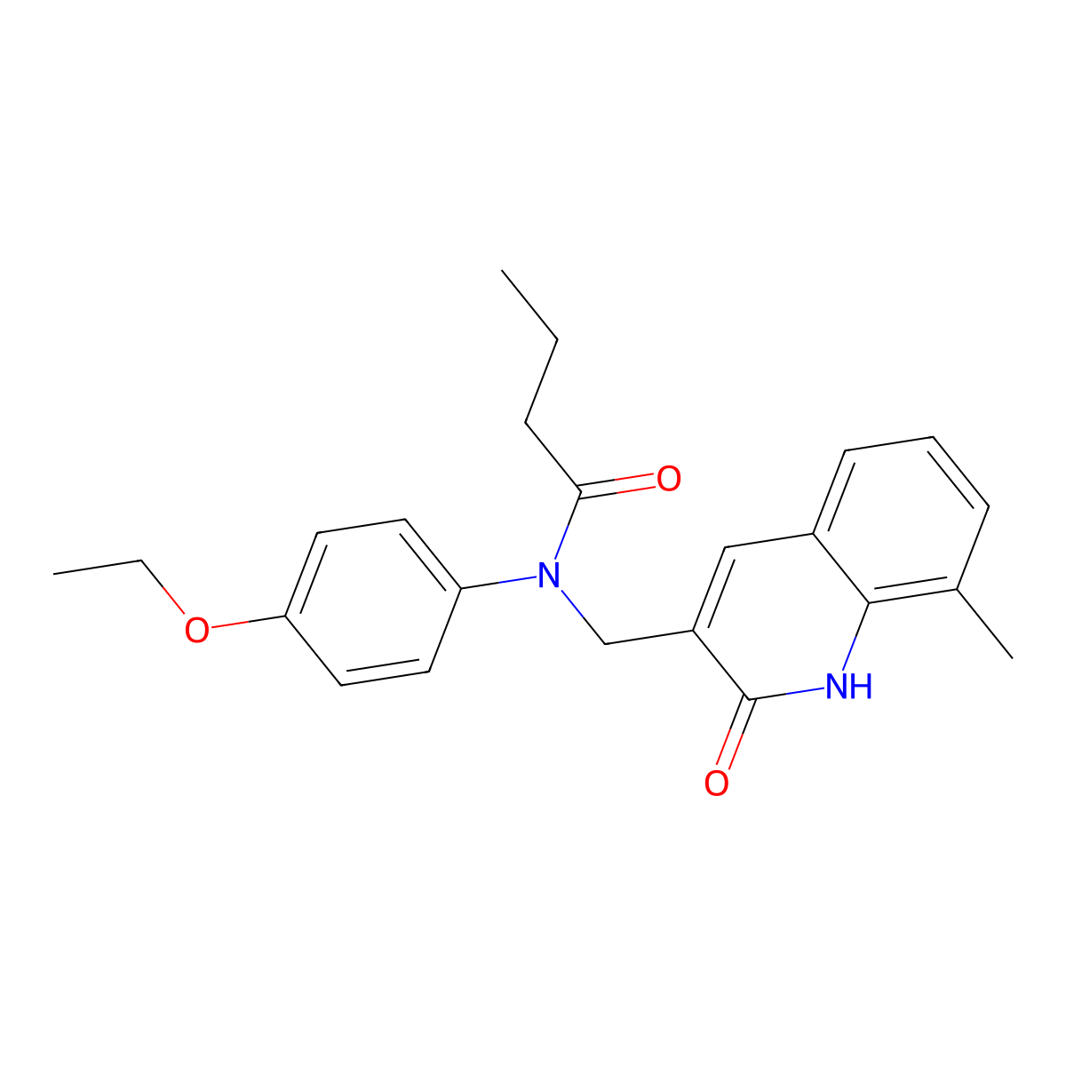 N-(4-ethoxyphenyl)-N-[(8-methyl-2-oxo-1H-quinolin-3-yl)methyl]butanamide molecular structure, CAS 673438-44-3