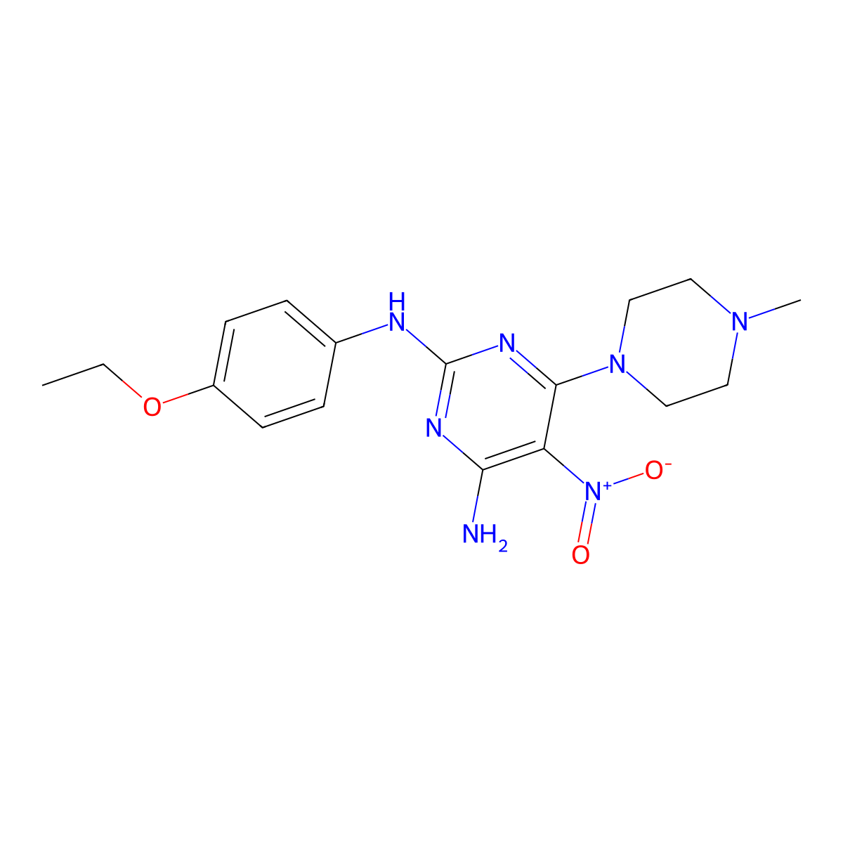 2-N-(4-ethoxyphenyl)-6-(4-methylpiperazin-1-yl)-5-nitropyrimidine-2,4-diamine molecular structure, CAS 673440-45-4