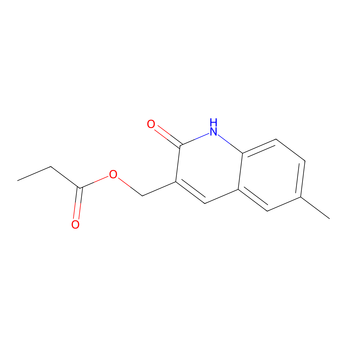 (6-methyl-2-oxo-1H-quinolin-3-yl)methyl propanoate molecular structure, CAS 673440-82-9