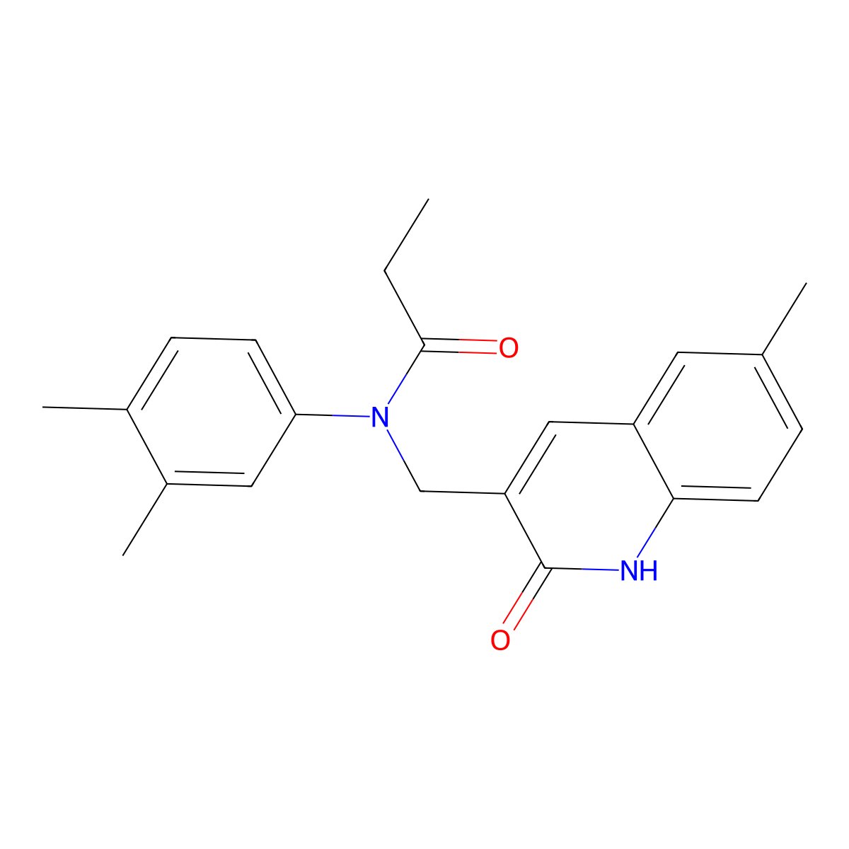 N-(3,4-dimethylphenyl)-N-[(6-methyl-2-oxo-1H-quinolin-3-yl)methyl]propanamide molecular structure, CAS 673441-16-2