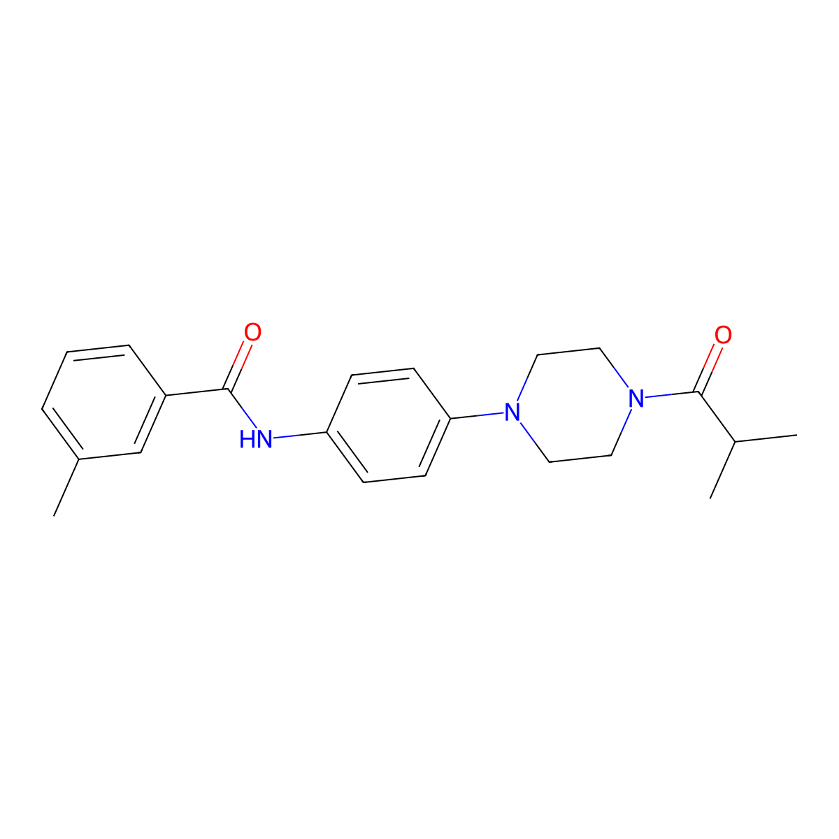 3-methyl-N-[4-[4-(2-methylpropanoyl)piperazin-1-yl]phenyl]benzamide molecular structure, CAS 673442-68-7