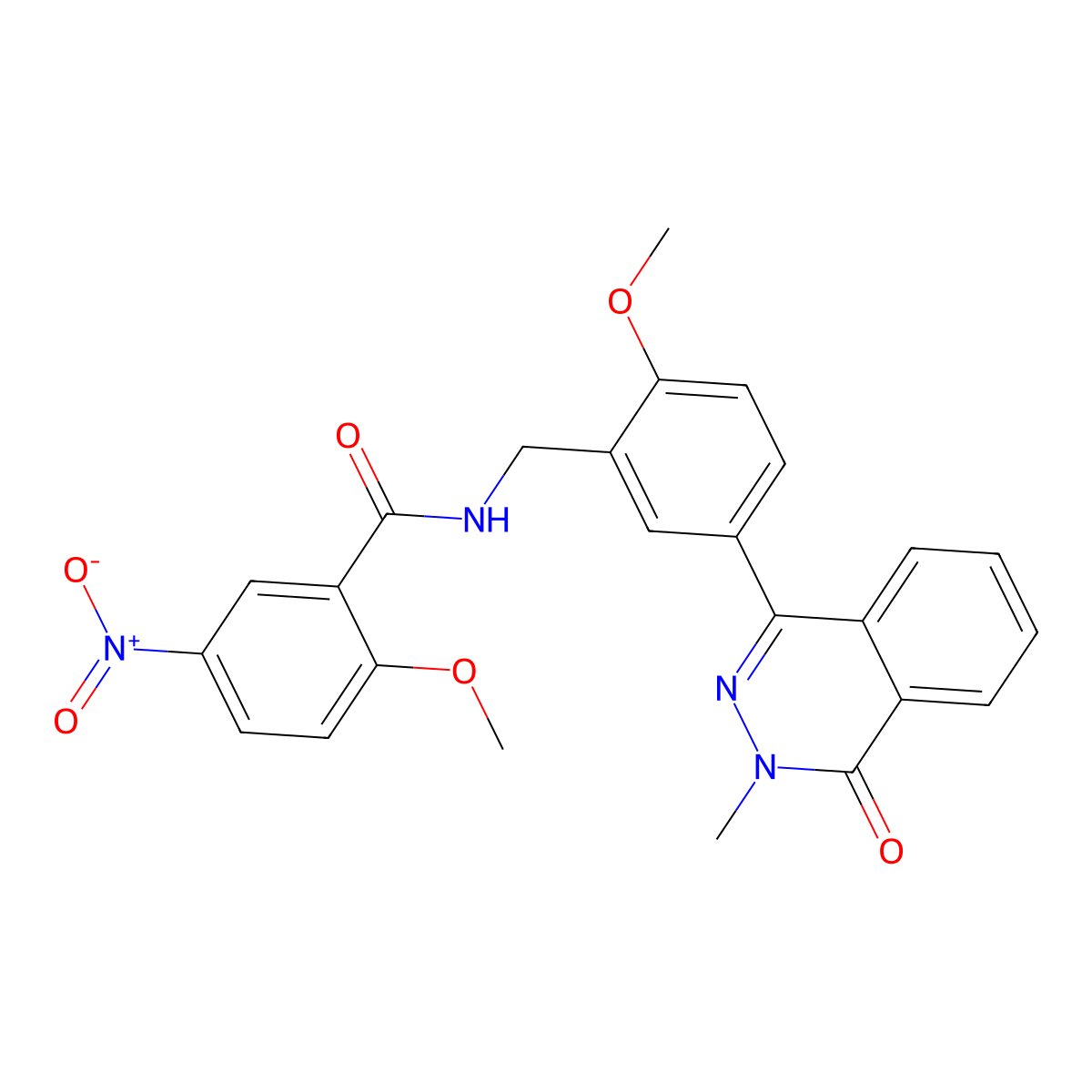 2-methoxy-N-[[2-methoxy-5-(3-methyl-4-oxophthalazin-1-yl)phenyl]methyl]-5-nitrobenzamide molecular structure, CAS 673442-87-0