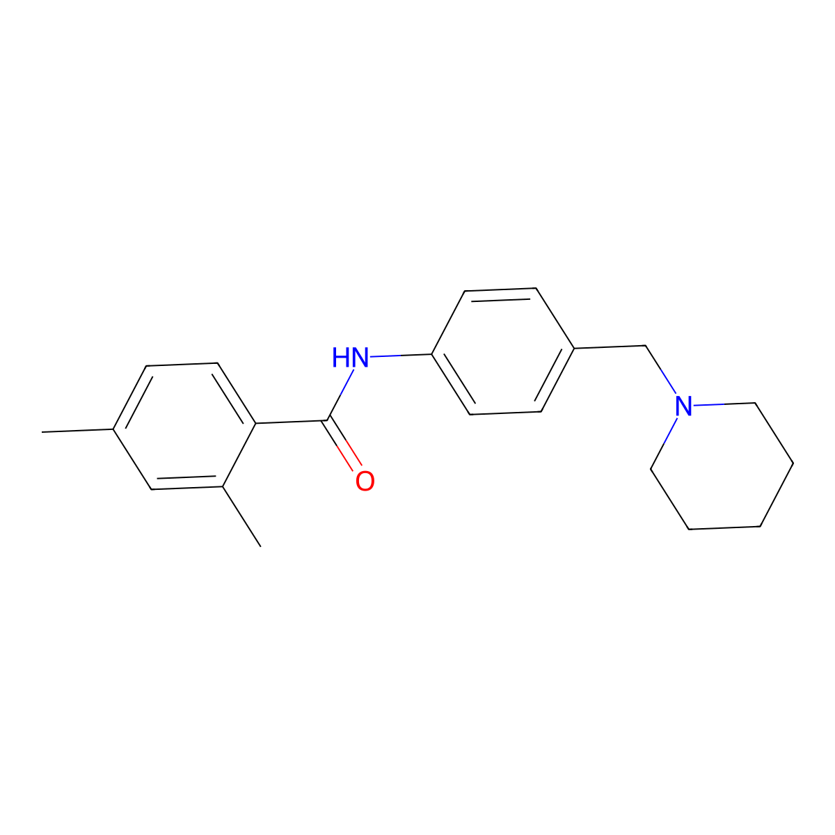 2,4-dimethyl-N-[4-(piperidin-1-ylmethyl)phenyl]benzamide molecular structure, CAS 673443-69-1