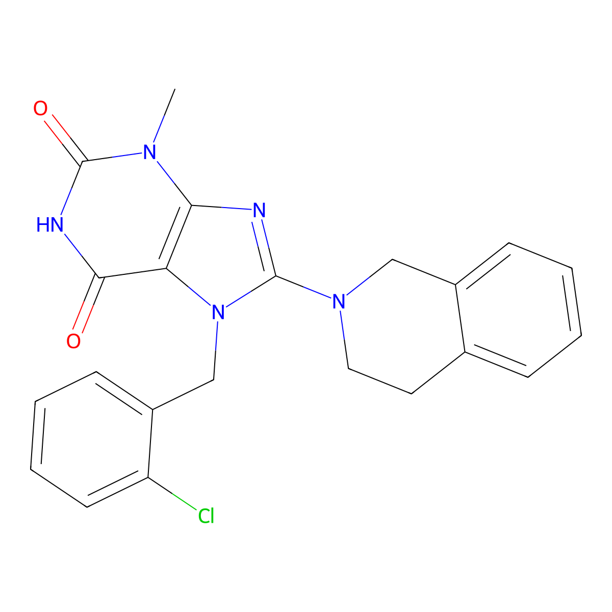 7-[(2-chlorophenyl)methyl]-8-(3,4-dihydro-1H-isoquinolin-2-yl)-3-methylpurine-2,6-dione molecular structure, CAS 673444-28-5