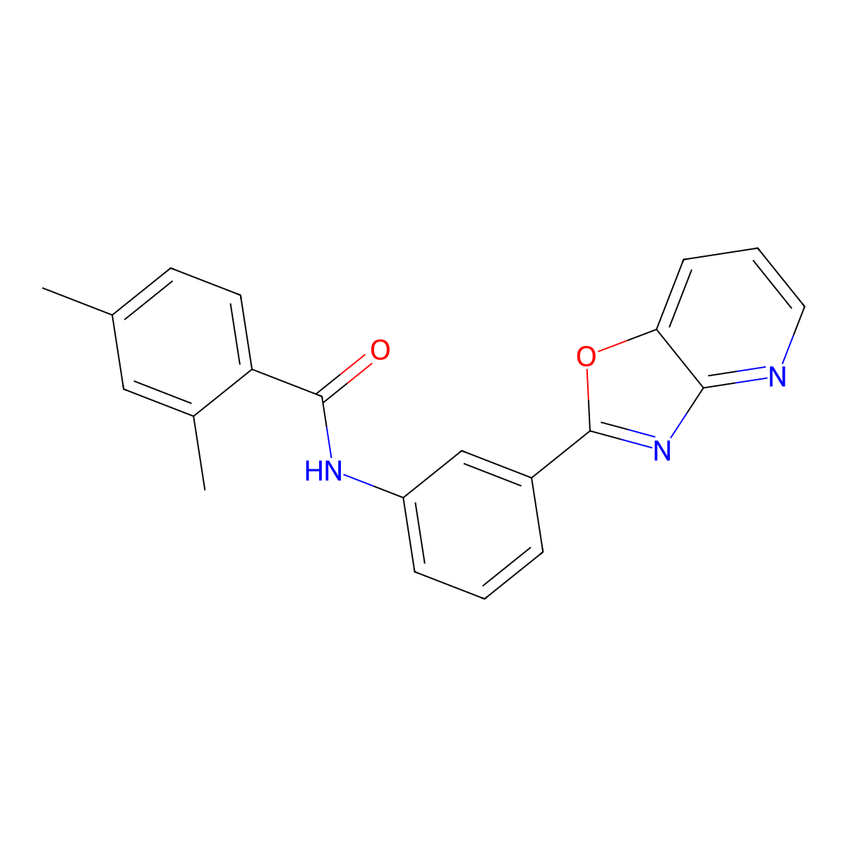 2,4-dimethyl-N-[3-([1,3]oxazolo[4,5-b]pyridin-2-yl)phenyl]benzamide molecular structure, CAS 673444-38-7