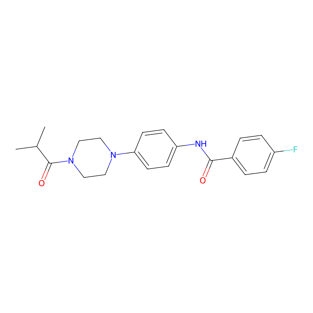 4-fluoro-N-[4-[4-(2-methylpropanoyl)piperazin-1-yl]phenyl]benzamide molecular structure, CAS 673444-43-4