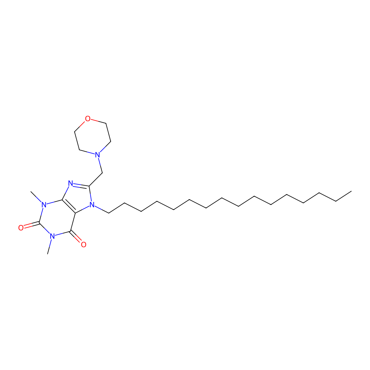 7-Hexadecyl-1,3-dimethyl-8-(morpholin-4-ylmethyl)purine-2,6-dione molecular structure, CAS 673446-13-4