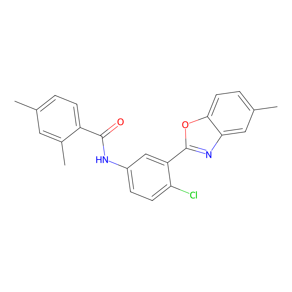 N-[4-chloro-3-(5-methyl-1,3-benzoxazol-2-yl)phenyl]-2,4-dimethylbenzamide molecular structure, CAS 673446-34-9