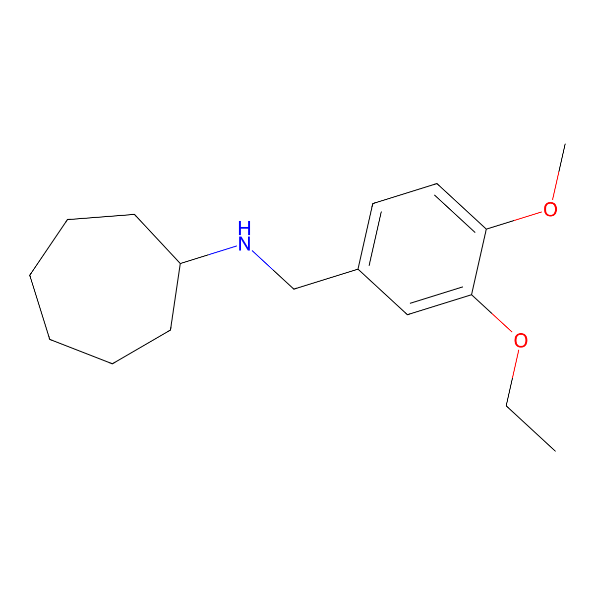 N-(3-ethoxy-4-methoxybenzyl)cycloheptanamine molecular structure, CAS 673446-42-9