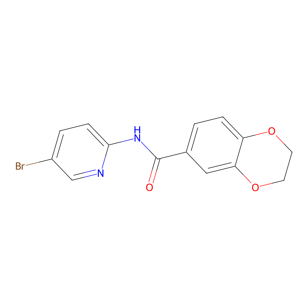 N-(5-bromopyridin-2-yl)-2,3-dihydro-1,4-benzodioxine-6-carboxamide molecular structure, CAS 673450-27-6
