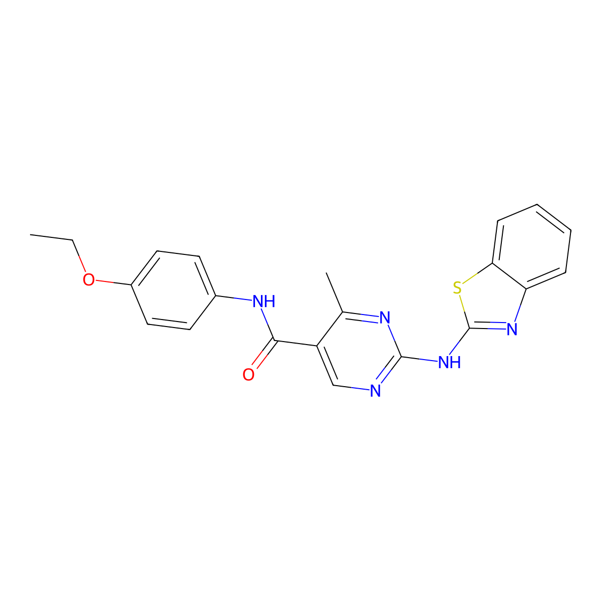 2-(1,3-benzothiazol-2-ylamino)-N-(4-ethoxyphenyl)-4-methylpyrimidine-5-carboxamide molecular structure, CAS 673452-84-1