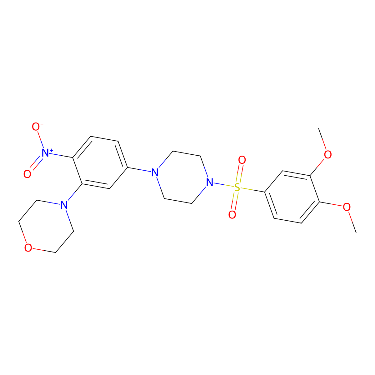 4-[5-[4-(3,4-Dimethoxyphenyl)sulfonylpiperazin-1-yl]-2-nitrophenyl]morpholine molecular structure, CAS 673452-85-2