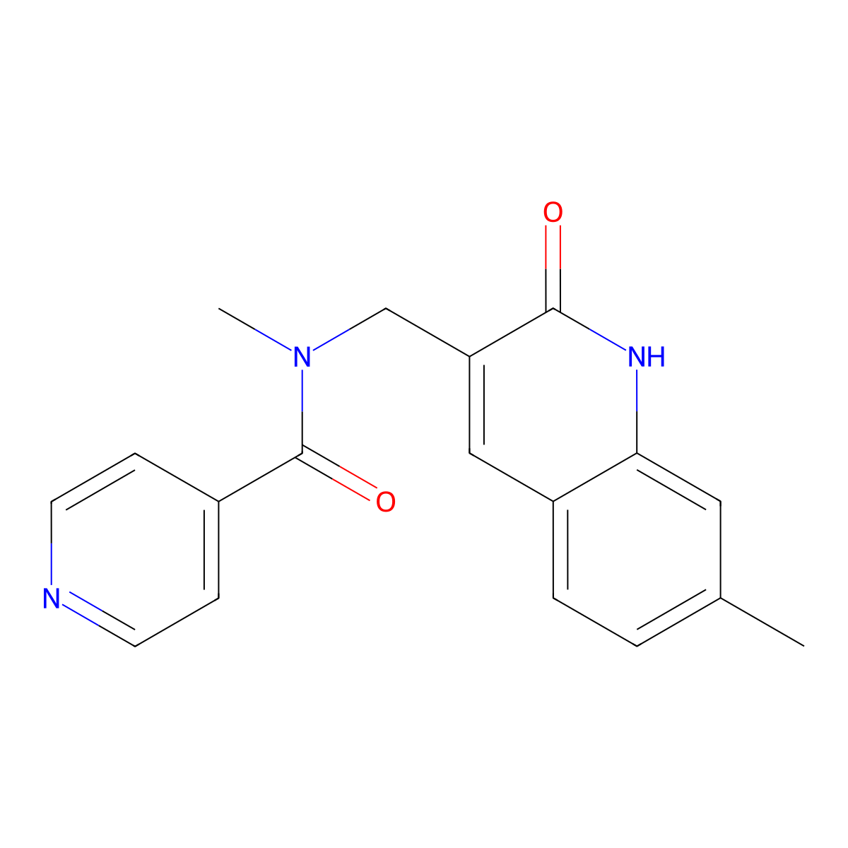 N-methyl-N-[(7-methyl-2-oxo-1H-quinolin-3-yl)methyl]pyridine-4-carboxamide molecular structure, CAS 673452-95-4