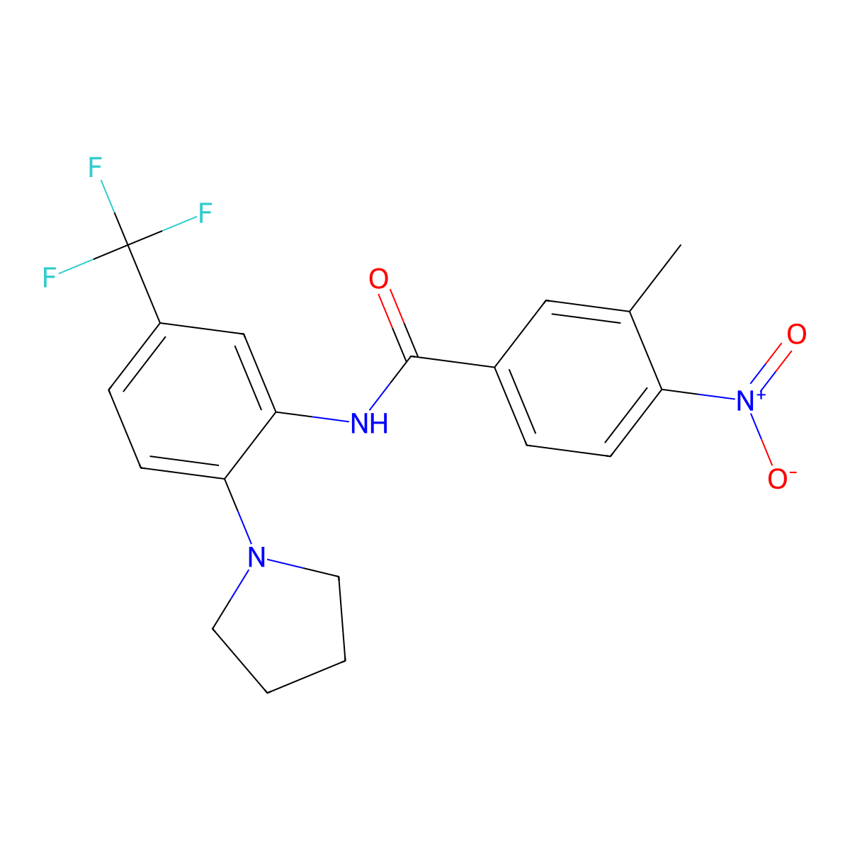 3-methyl-4-nitro-N-[2-pyrrolidin-1-yl-5-(trifluoromethyl)phenyl]benzamide molecular structure, CAS 673452-99-8