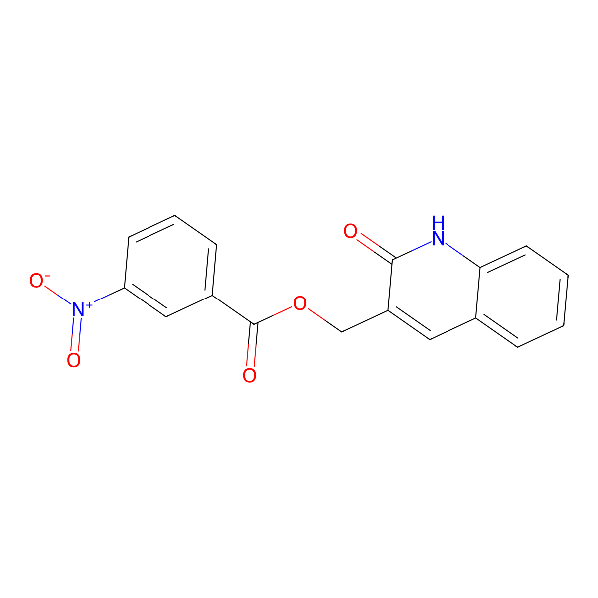 (2-oxo-1H-quinolin-3-yl)methyl 3-nitrobenzoate molecular structure, CAS 673453-96-8