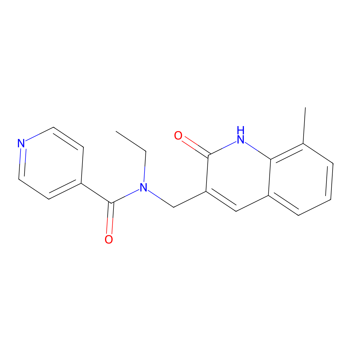 N-ethyl-N-[(8-methyl-2-oxo-1H-quinolin-3-yl)methyl]pyridine-4-carboxamide molecular structure, CAS 673454-43-8
