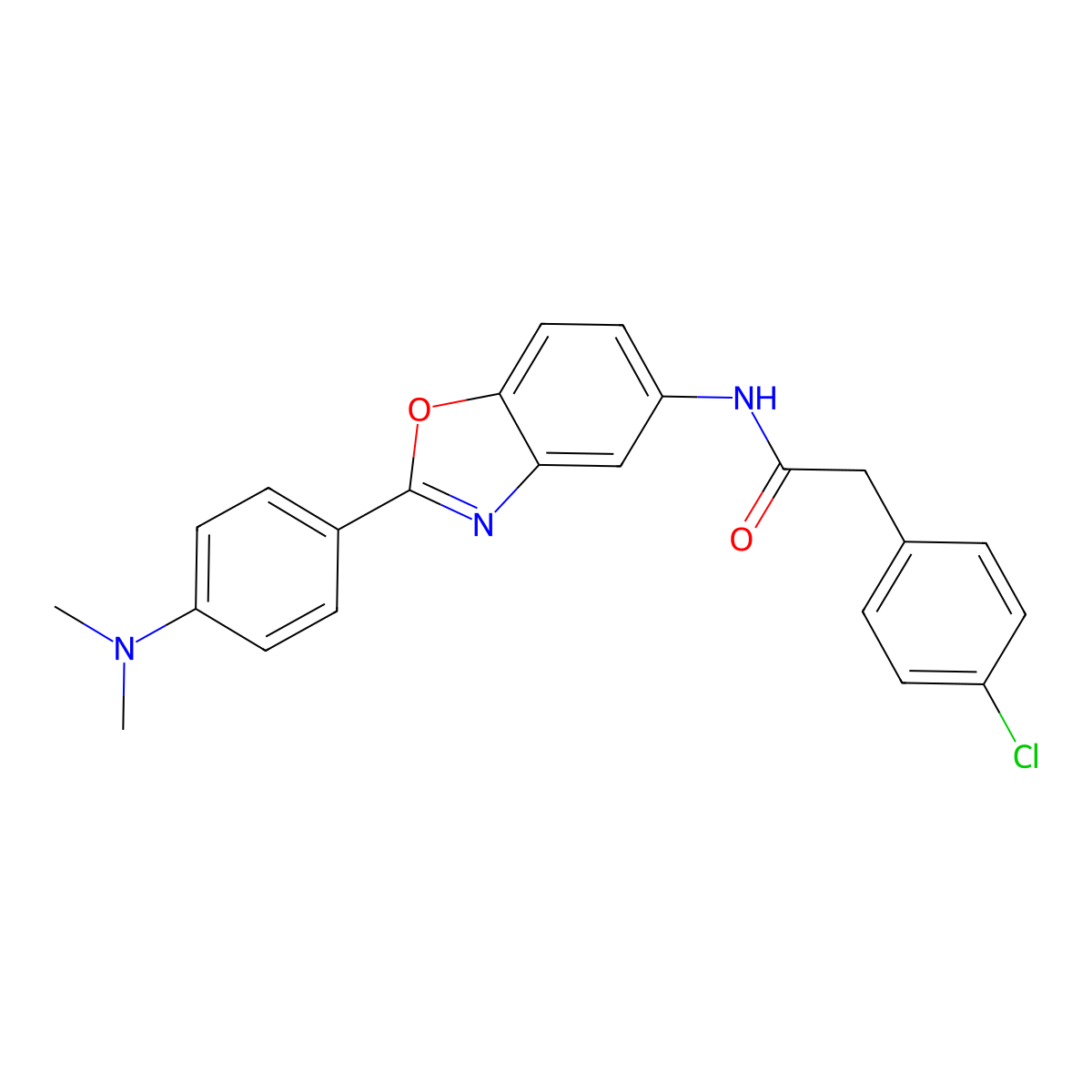 2-(4-chlorophenyl)-N-{2-[4-(dimethylamino)phenyl]-1,3-benzoxazol-5-yl}acetamide molecular structure, CAS 673455-03-3