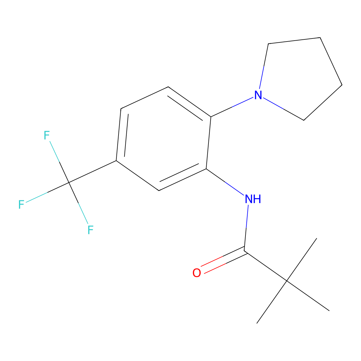 2,2-dimethyl-N-[2-pyrrolidin-1-yl-5-(trifluoromethyl)phenyl]propanamide molecular structure, CAS 673455-12-4