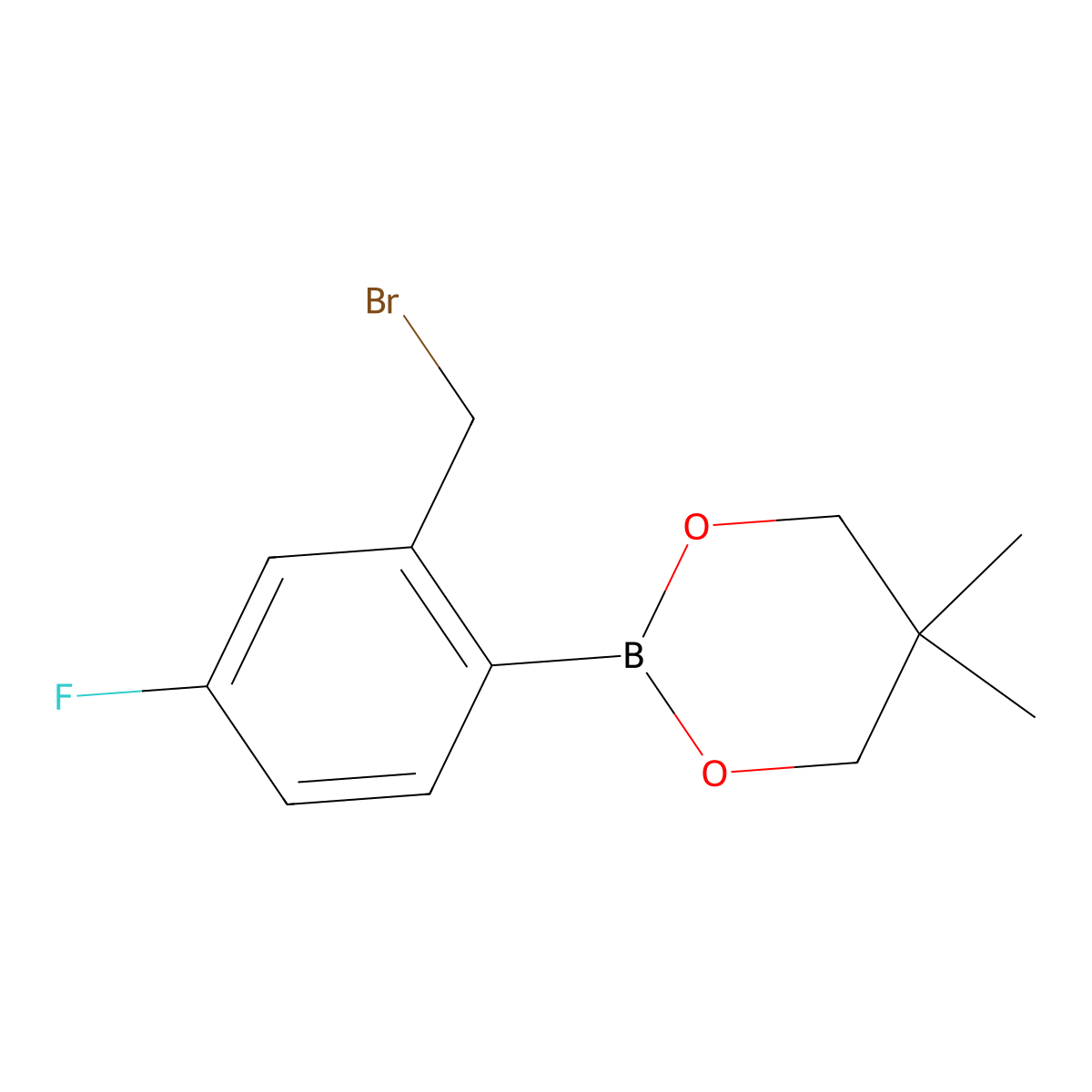 2-(2-(Bromomethyl)-4-fluorophenyl)-5,5-dimethyl-1,3,2-dioxaborinane molecular structure, CAS 673456-16-1