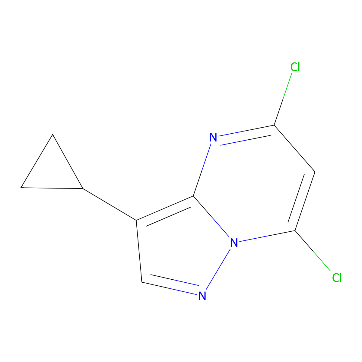 5,7-Dichloro-3-cyclopropylpyrazolo[1,5-a]pyrimidine molecular structure, CAS 673475-51-9