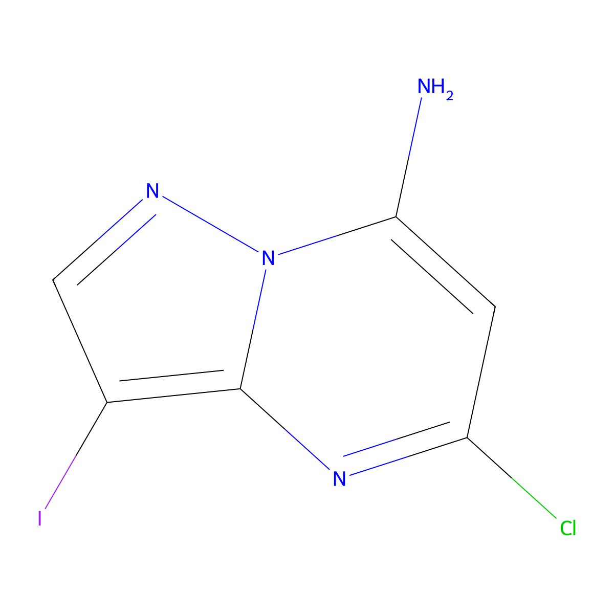 5-Chloro-3-iodopyrazolo[1,5-a]pyrimidin-7-amine molecular structure, CAS 673475-65-5