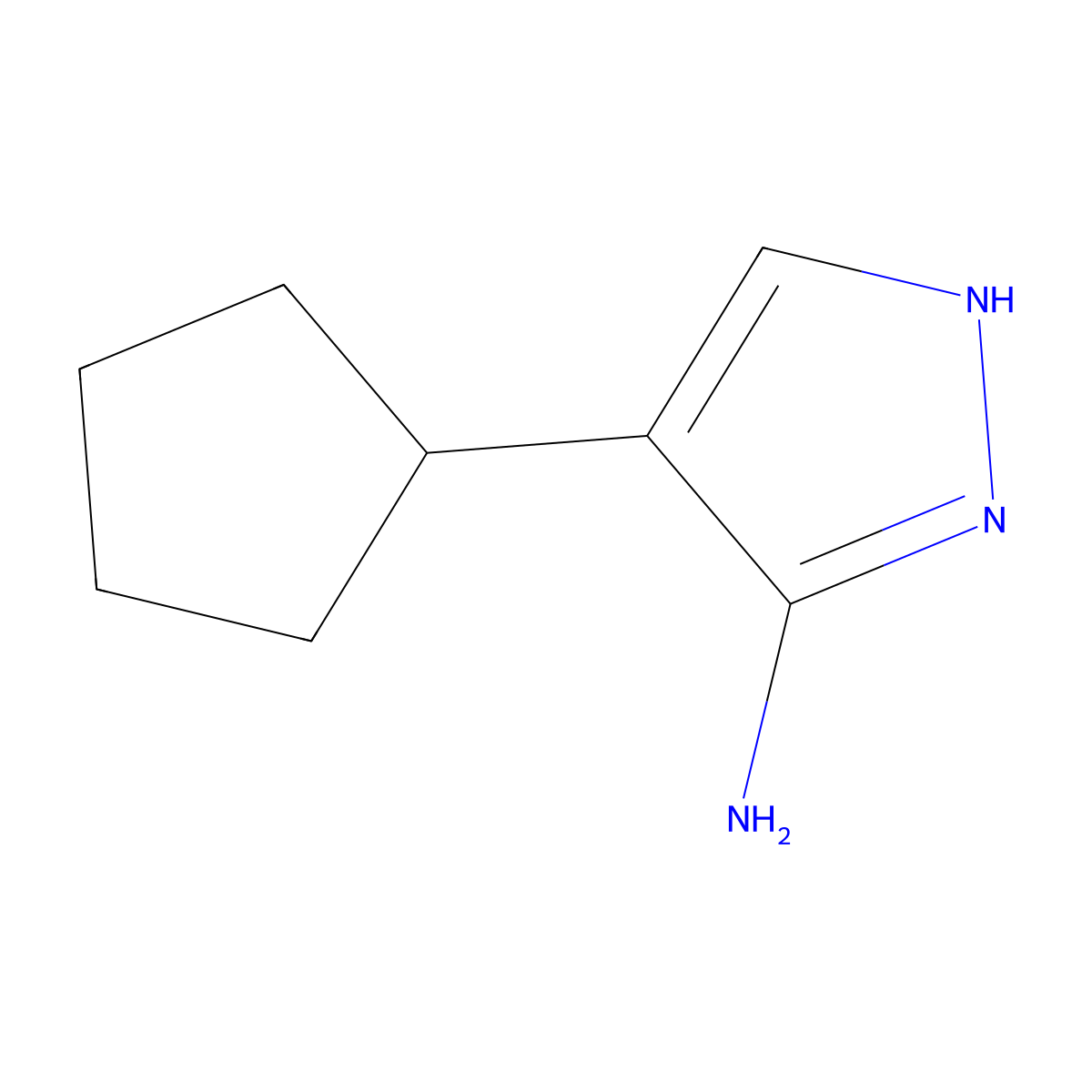 4-Cyclopentyl-1H-pyrazol-3-amine molecular structure, CAS 673475-75-7
