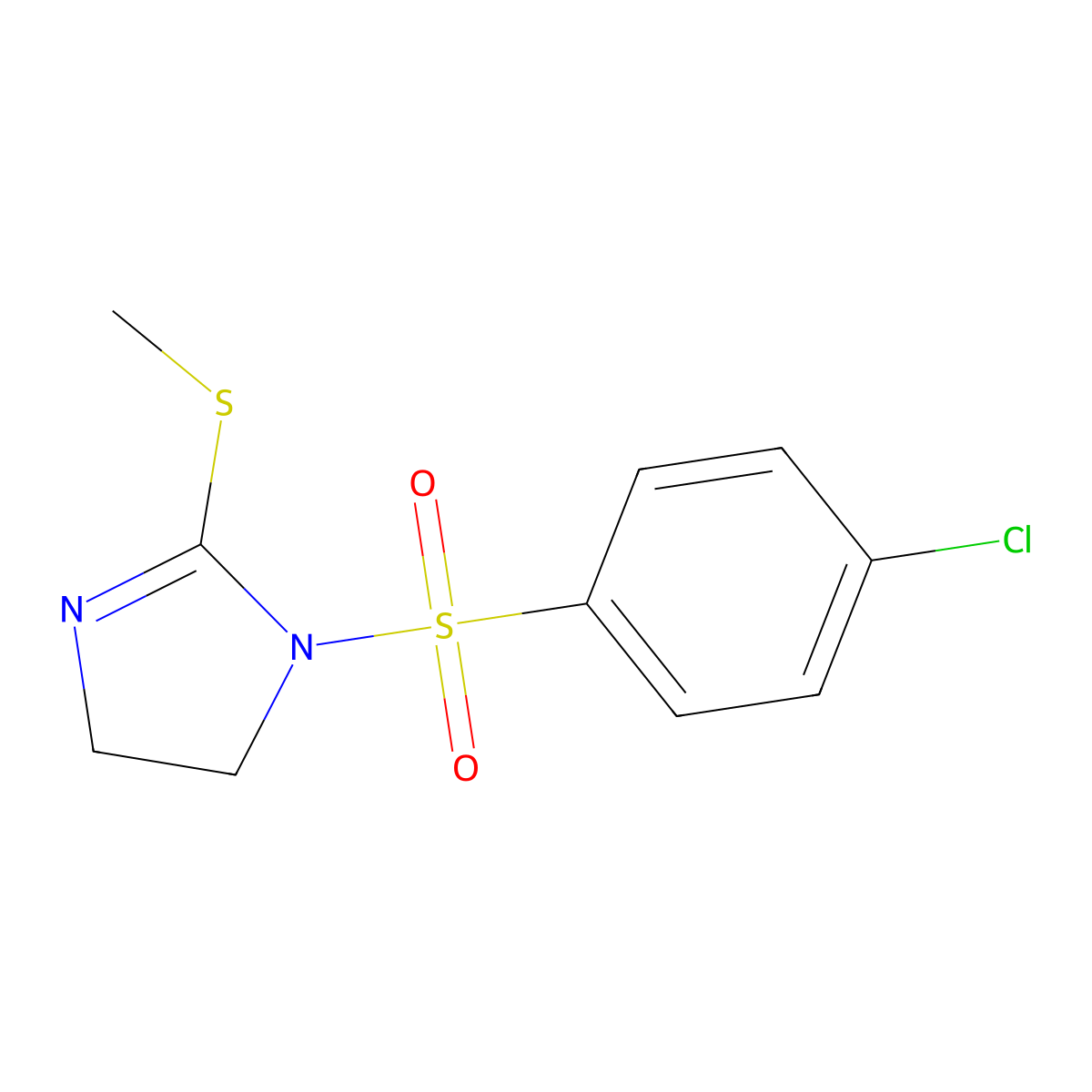 1-((4-chlorophenyl)sulfonyl)-2-(methylthio)-4,5-dihydro-1H-imidazole molecular structure, CAS 673476-74-9