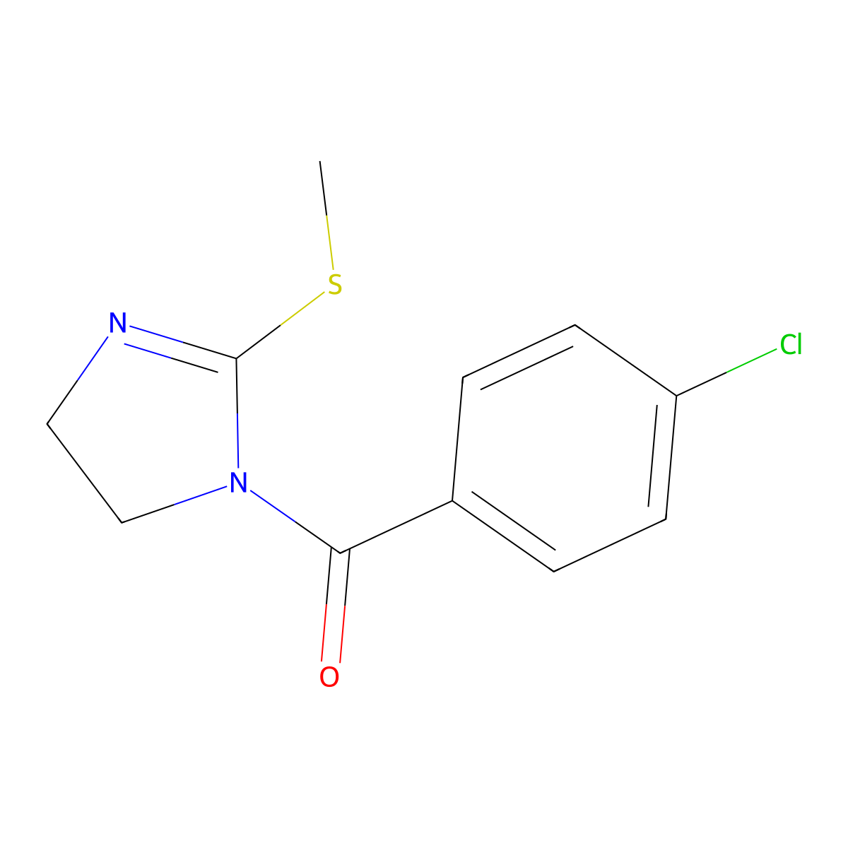 (4-chlorophenyl)(2-(methylthio)-4,5-dihydro-1H-imidazol-1-yl)methanone molecular structure, CAS 673476-85-2