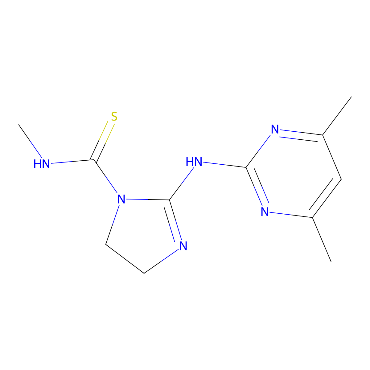 2-[(4,6-dimethyl-2-pyrimidinyl)amino]-N-methyl-4,5-dihydro-1H-imidazole-1-carbothioamide molecular structure, CAS 673489-02-6