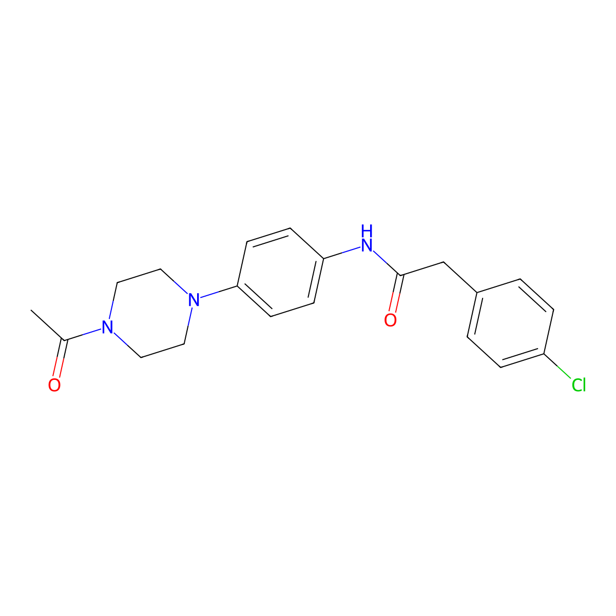 N-[4-(4-acetylpiperazin-1-yl)phenyl]-2-(4-chlorophenyl)acetamide molecular structure, CAS 673489-89-9
