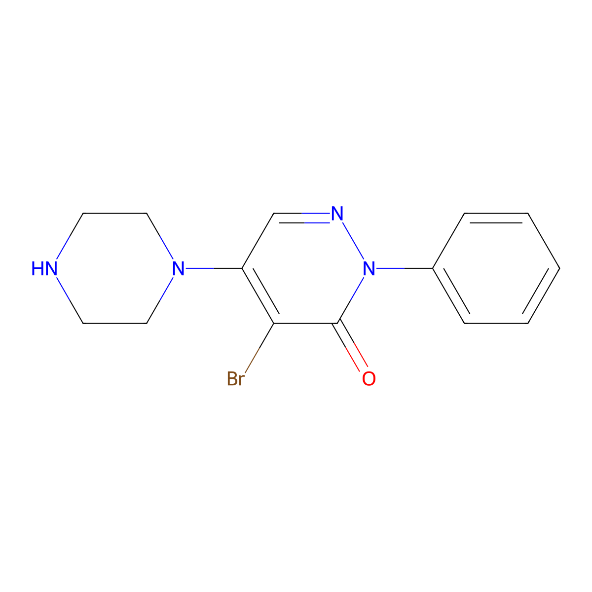 4-bromo-2-phenyl-5-(piperazin-1-yl)pyridazin-3(2H)-one molecular structure, CAS 673490-65-8