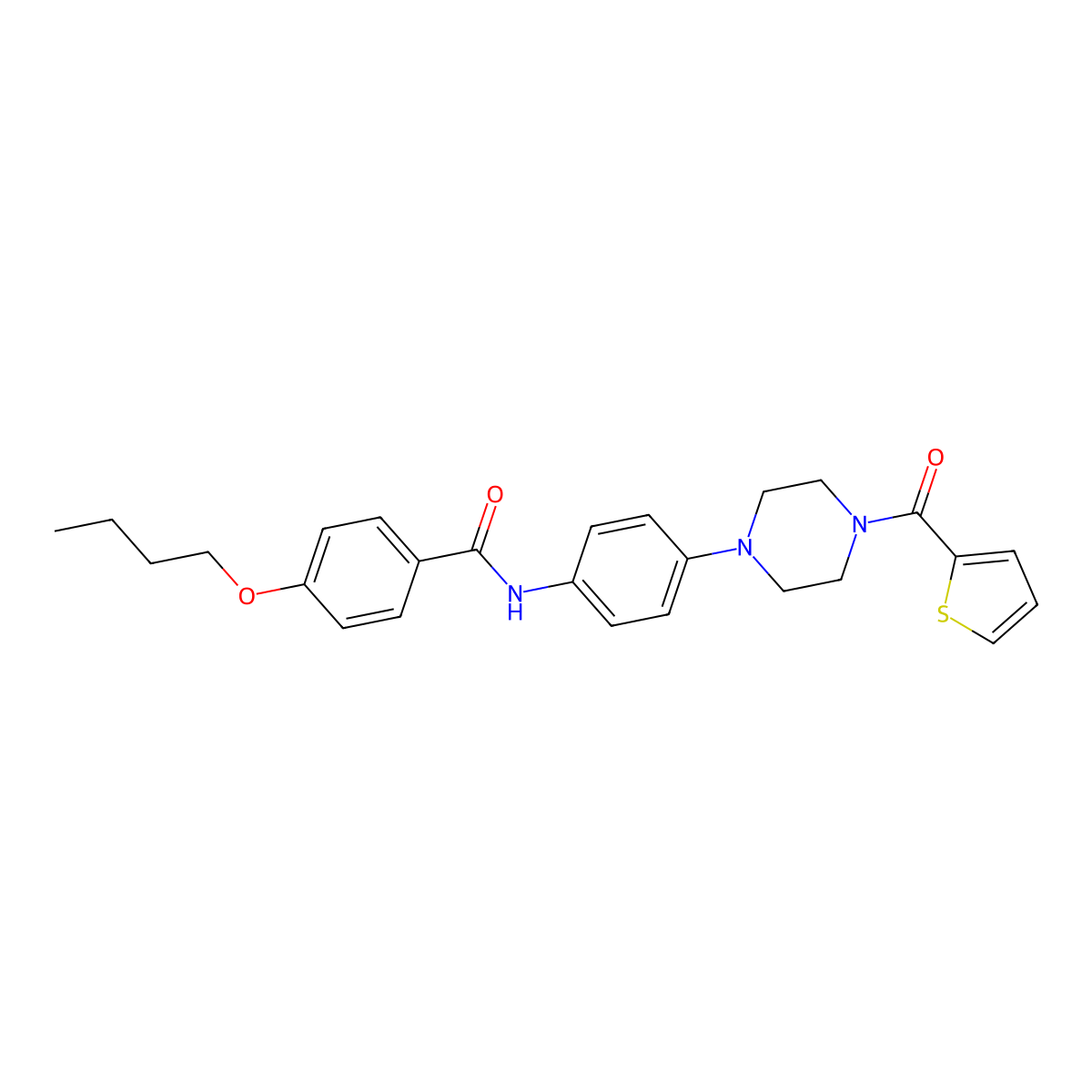 4-butoxy-N-[4-[4-(thiophene-2-carbonyl)piperazin-1-yl]phenyl]benzamide molecular structure, CAS 673490-71-6