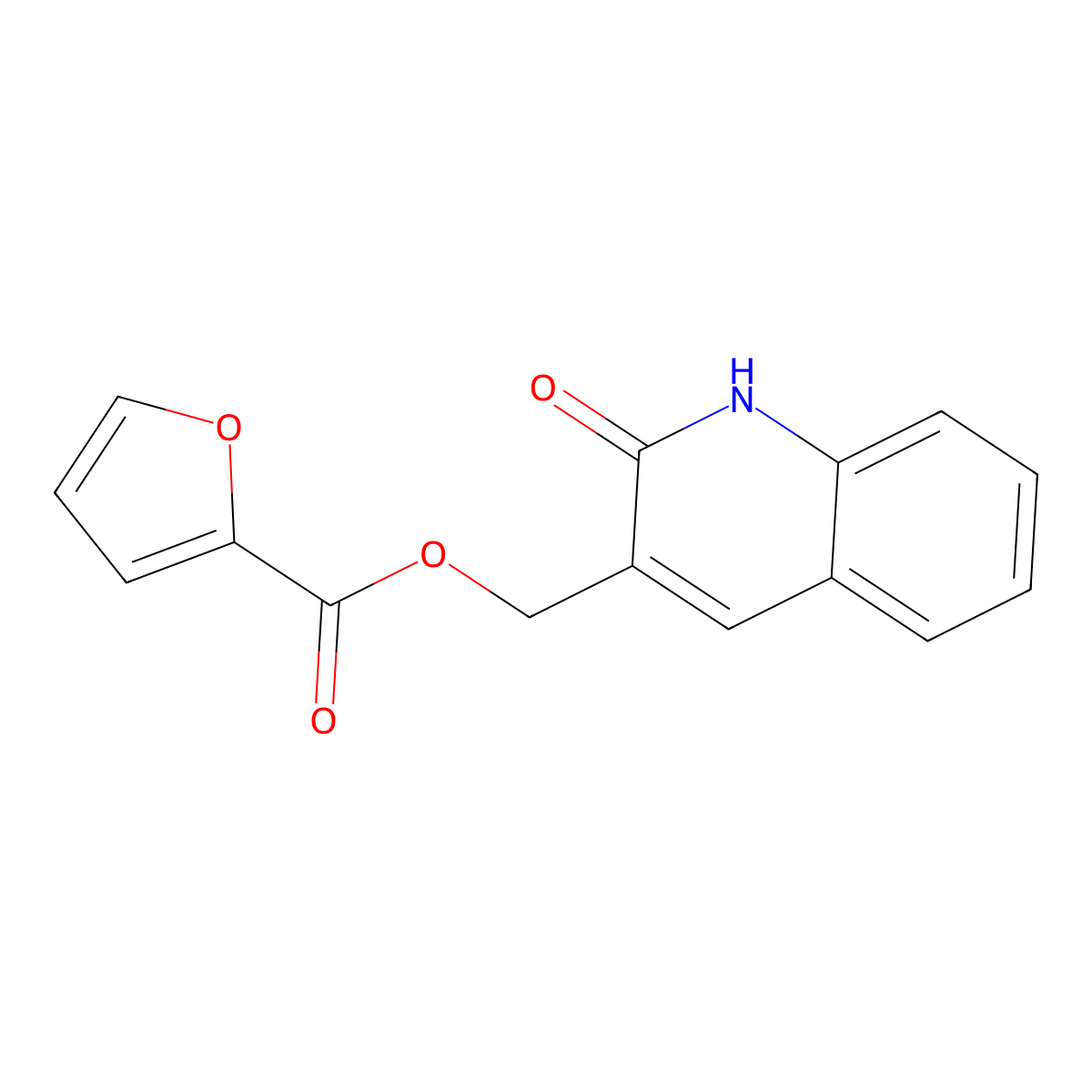 (2-oxo-1H-quinolin-3-yl)methyl furan-2-carboxylate molecular structure, CAS 673490-74-9