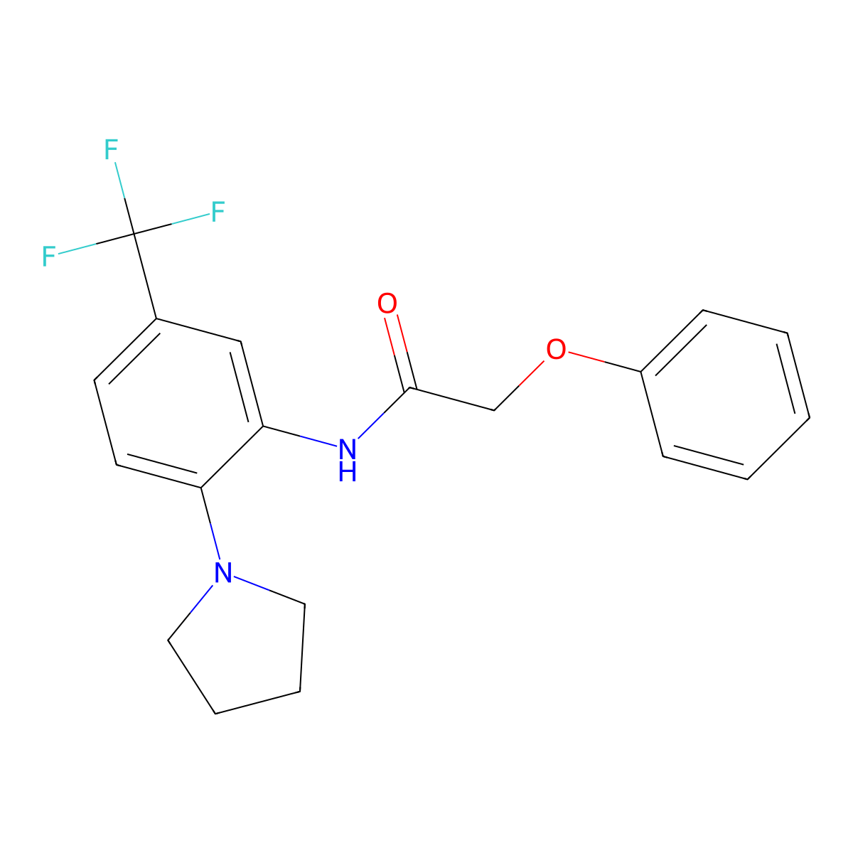 2-phenoxy-N-[2-pyrrolidin-1-yl-5-(trifluoromethyl)phenyl]acetamide molecular structure, CAS 673491-11-7