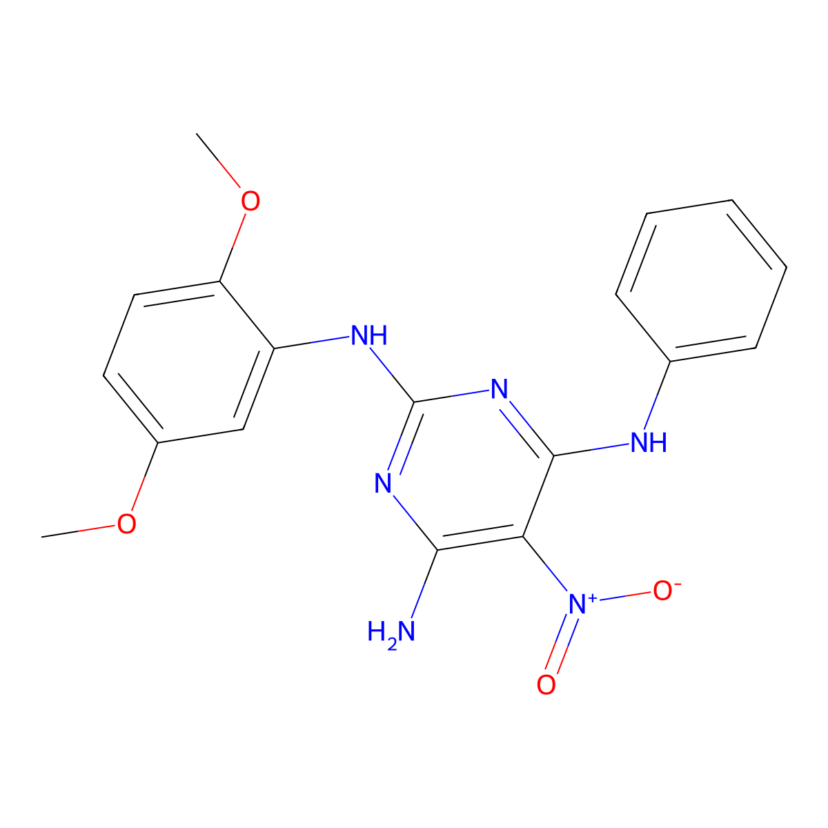 N2-(2,5-dimethoxyphenyl)-5-nitro-N4-phenylpyrimidine-2,4,6-triamine molecular structure, CAS 673491-40-2
