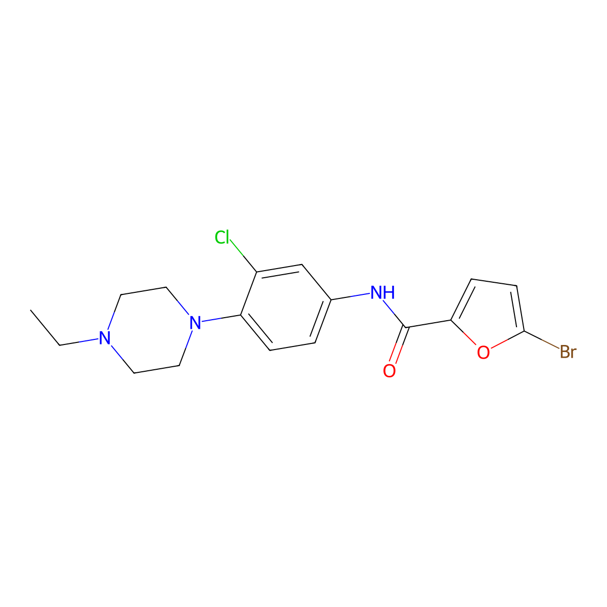 5-bromo-N-[3-chloro-4-(4-ethylpiperazin-1-yl)phenyl]furan-2-carboxamide molecular structure, CAS 673491-55-9