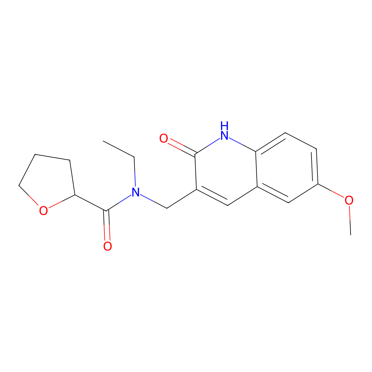 N-ethyl-N-[(6-methoxy-2-oxo-1H-quinolin-3-yl)methyl]oxolane-2-carboxamide molecular structure, CAS 673491-63-9