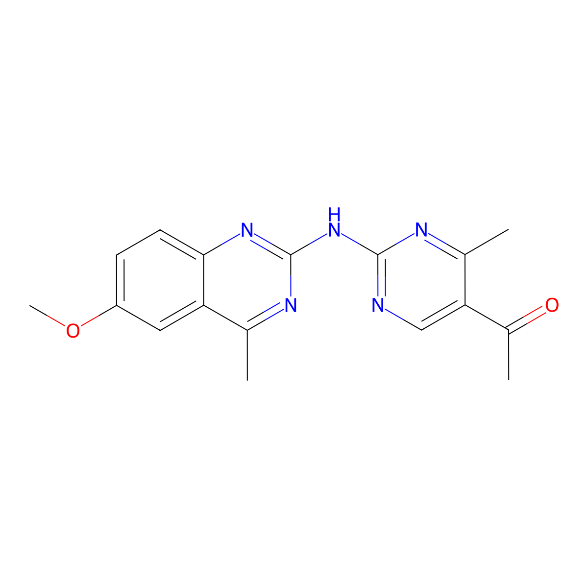 5-Acetyl-2-[(6-methoxy-4-methylquinazolin-2-yl)amino]-4-methylpyrimidine molecular structure, CAS 673491-92-4