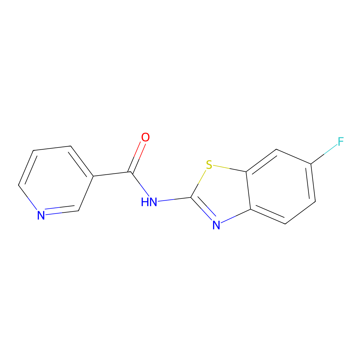 N-(6-fluoro-1,3-benzothiazol-2-yl)pyridine-3-carboxamide molecular structure, CAS 673491-95-7