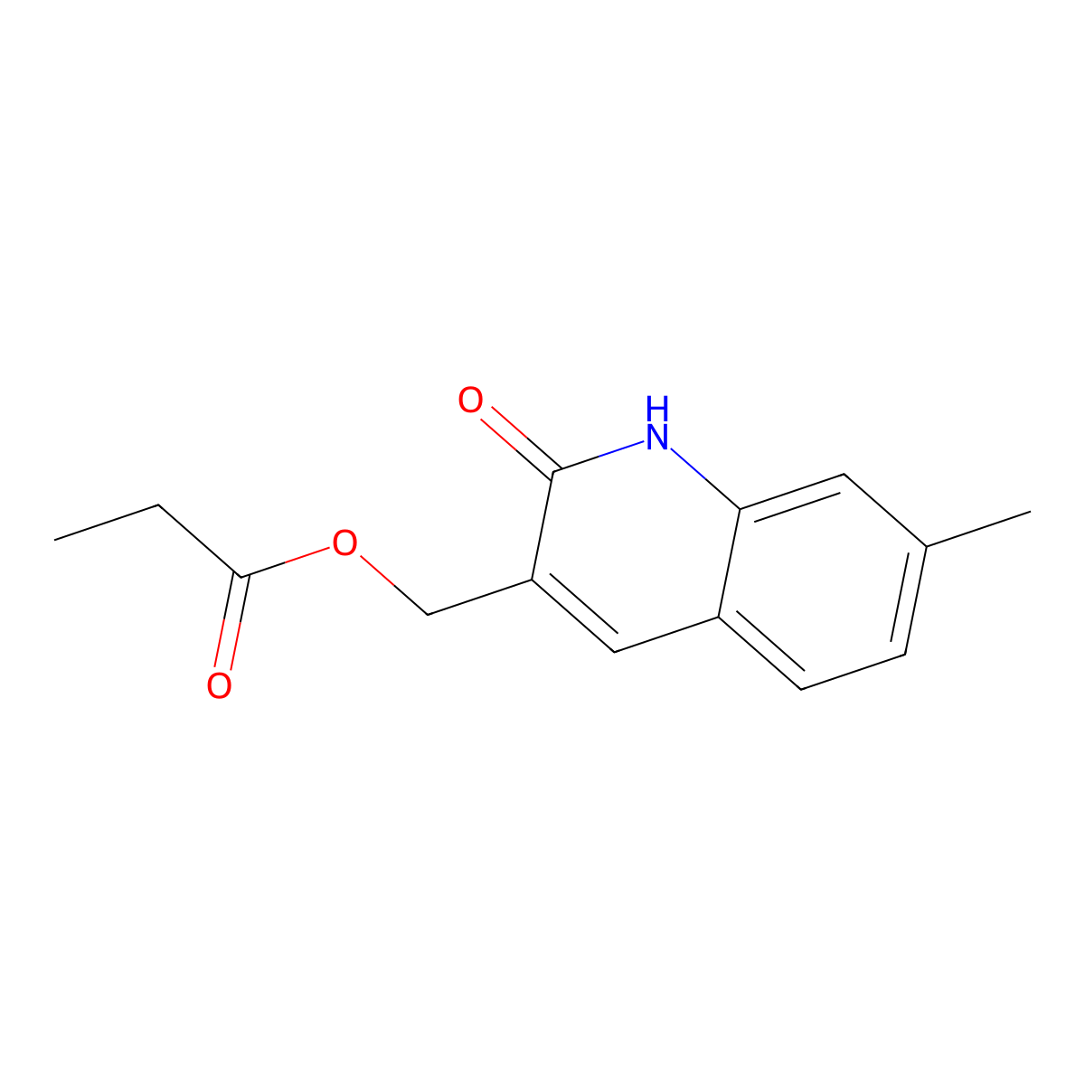 (7-methyl-2-oxo-1H-quinolin-3-yl)methyl propanoate molecular structure, CAS 673492-29-0
